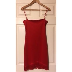 LA FEMME Strappy Fringe Dress